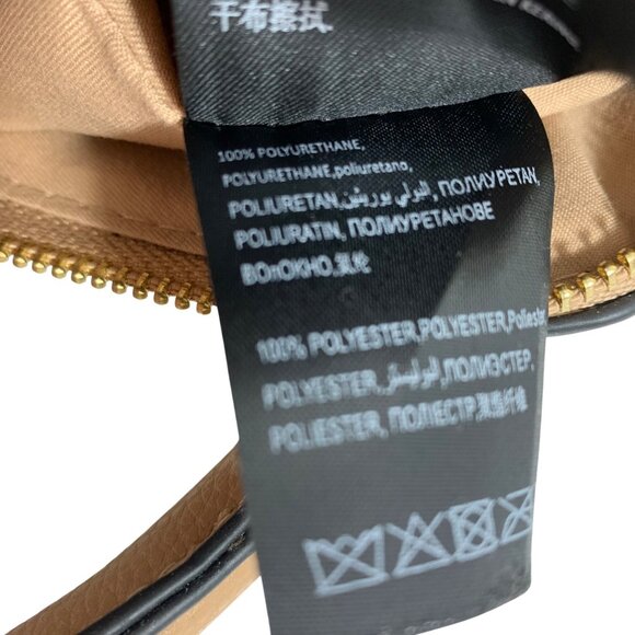 NWT $89 BEBE Fabiolo Micro Dome Vegan Leather Crossbody Handbag Taupe/Black Logo - Picture 7 of 8